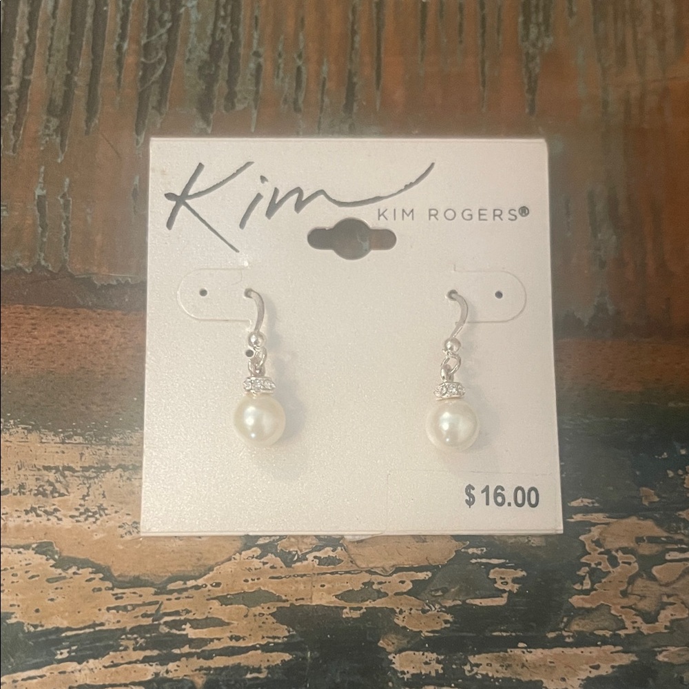 Kim Rogers Silver and White Pearl Earrings
